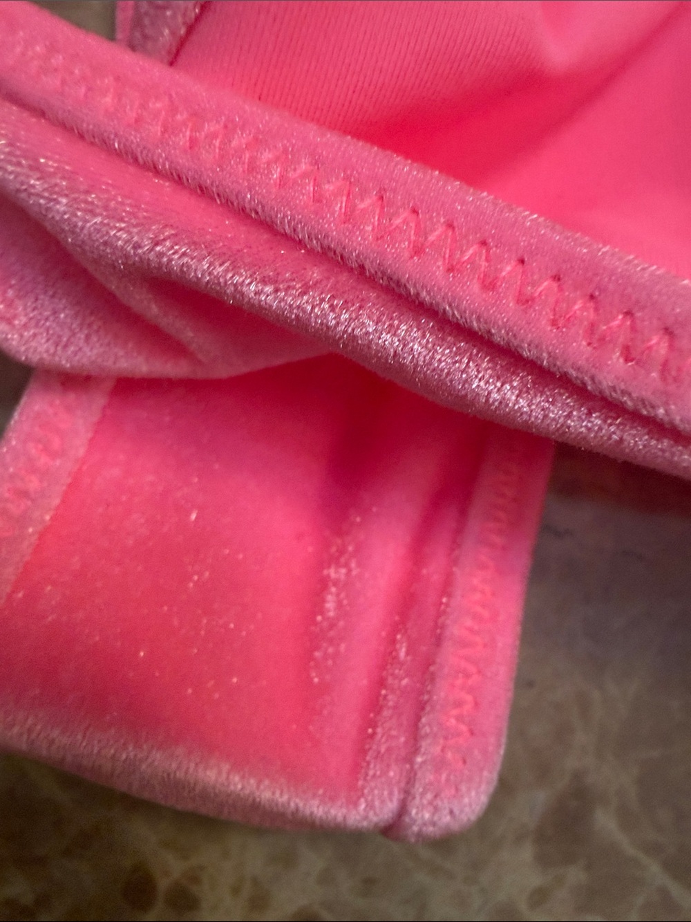 triangl swimwear Neon Pink Velvet Triangle Bikini with Matching Pouch - Picture 4 of 7